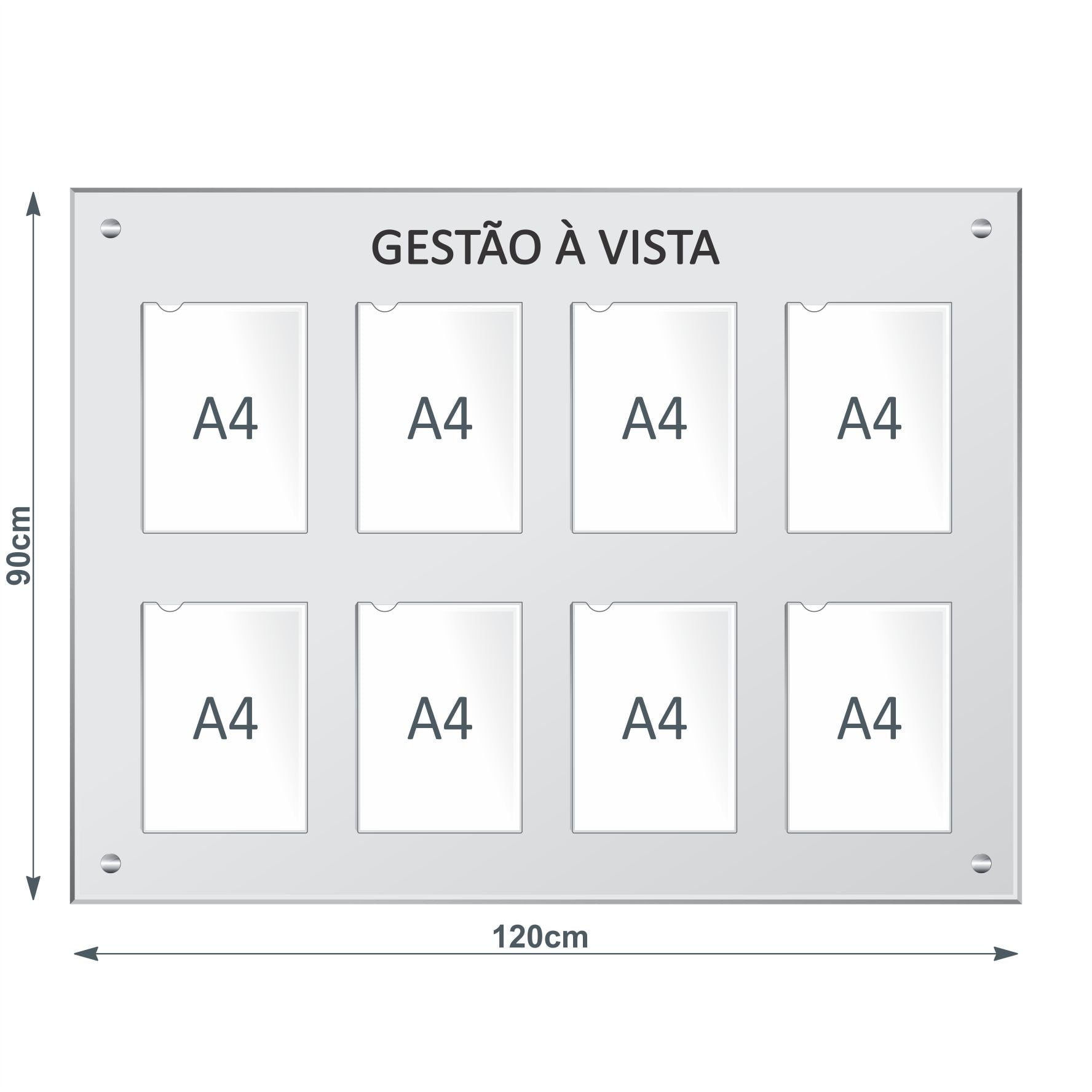QUADRO GESTÃO À VISTA - 08 EXPOSITORES A4 (RETRATO)